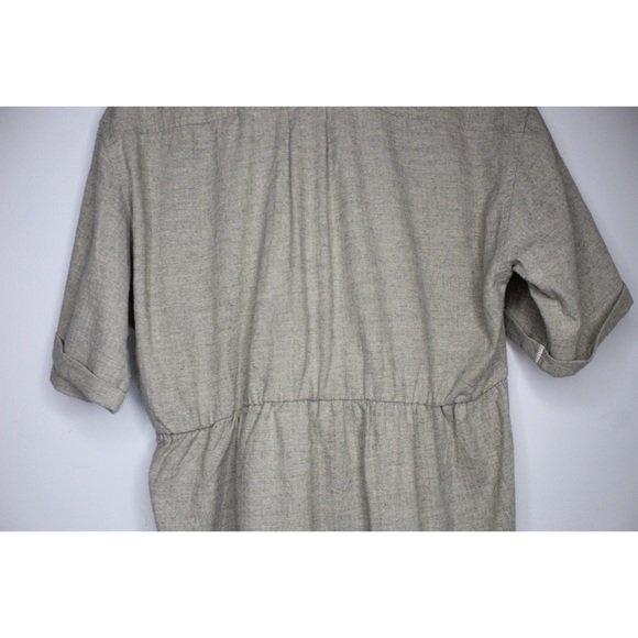 Bodoni Linen Look Buttoned Peplum Short Sleeve Top Medium - Picture 8 of 9